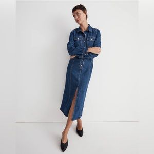 Madewell Women’s Denim Midi Shirtdress, Glissan Wash, Size 4
